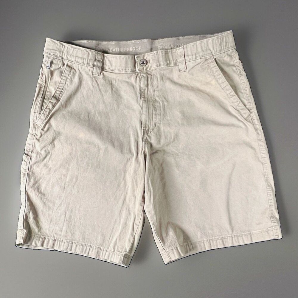Weatherproof Men's Beige Chino Shorts Flat Front Pockets 38